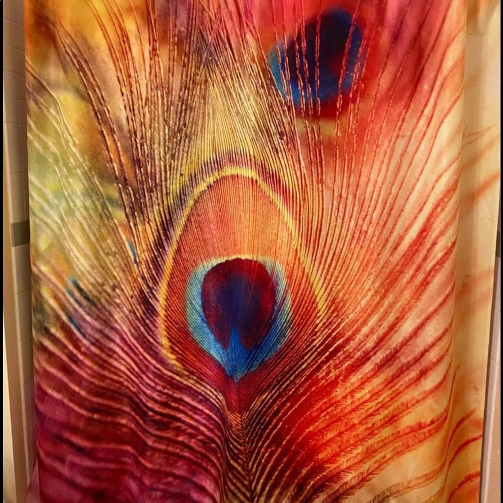 Vibrant multicolored peacock shower curtain